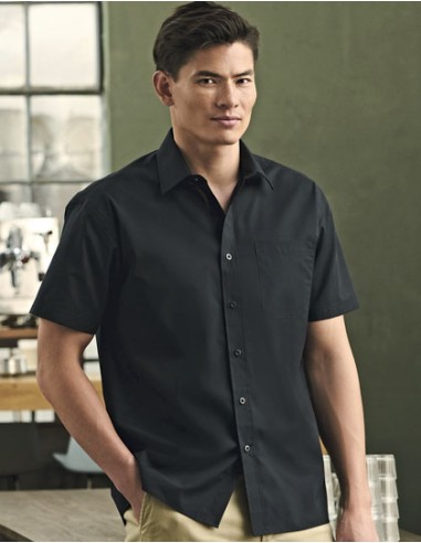 RUS-0R935M0-Men's Short Sleeve Classic Polycotton Poplin Shirt